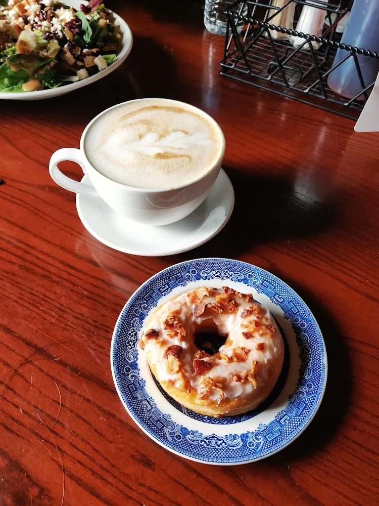 Maple Bacon Donut and Peach Cobbler Latte